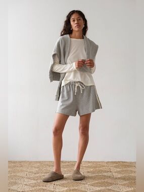 NWT Donni x Free People The Stripe Eco-Terry Short ~Heather-Grey~